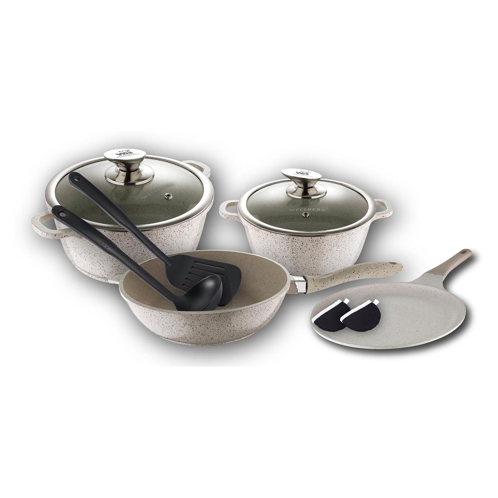 WELLBERG GRANIT LINE 10 PIECE CAST ALUMINIUM NONSTICK COOKWARE SET WI