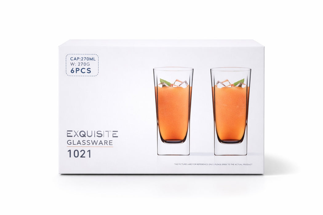 Exquisite Square 6pc Glass Tumbler Set 27cl