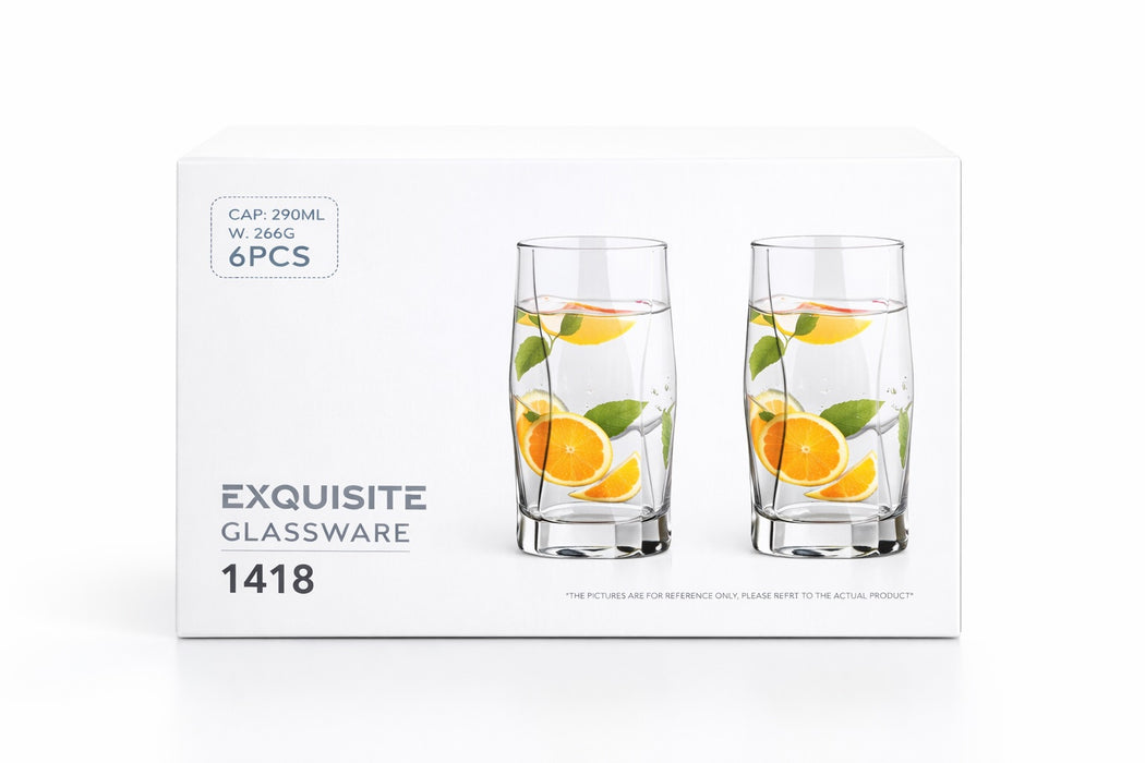 Exquisite Cube 6pc Glass Tumbler Set Set 29cl
