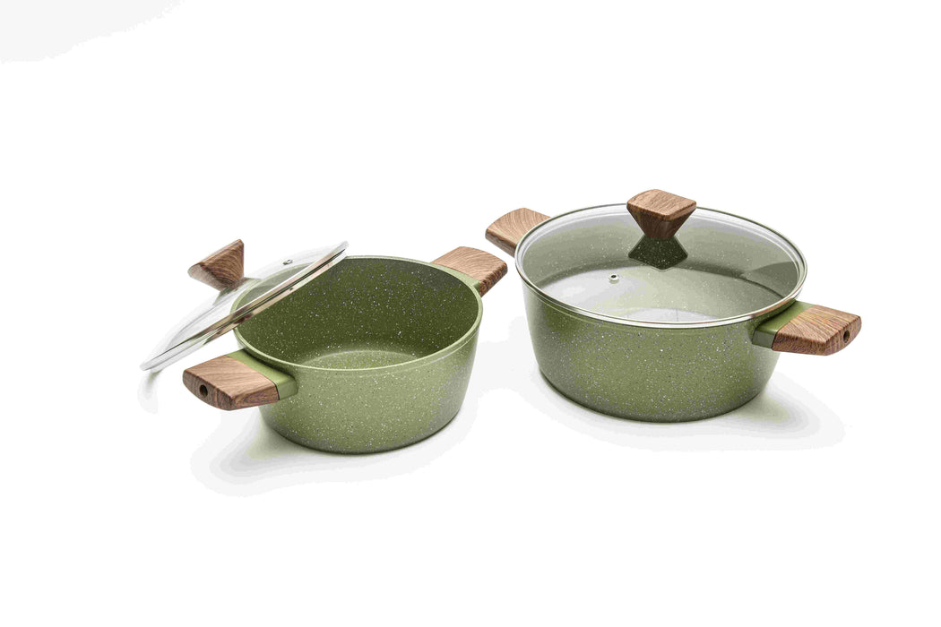 Acadia Forged Aluminum 7pcs Cookware Set With Induction Bottom Green Color