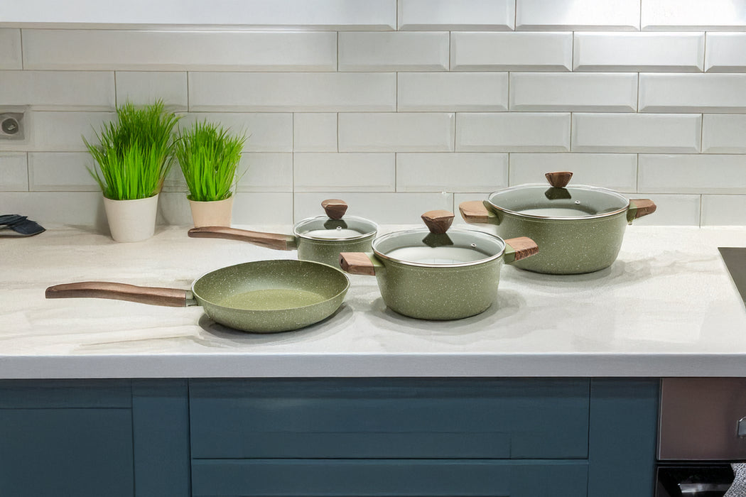 Acadia Forged Aluminum 7pcs Cookware Set With Induction Bottom Green Color
