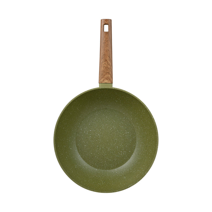 Acadia Forged Aluminum Wok With Lid 28cm With Induction Bottom
