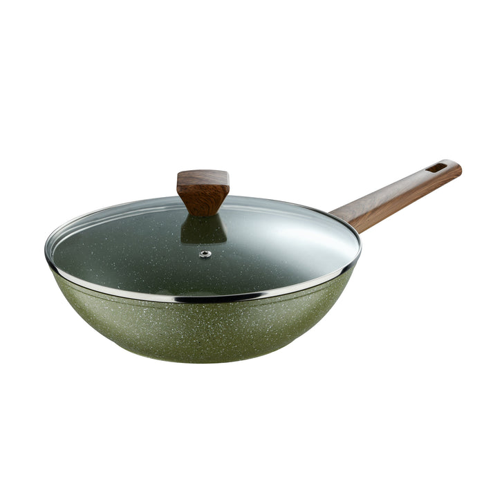 Acadia Forged Aluminum Wok With Lid 30cm With Induction Bottom