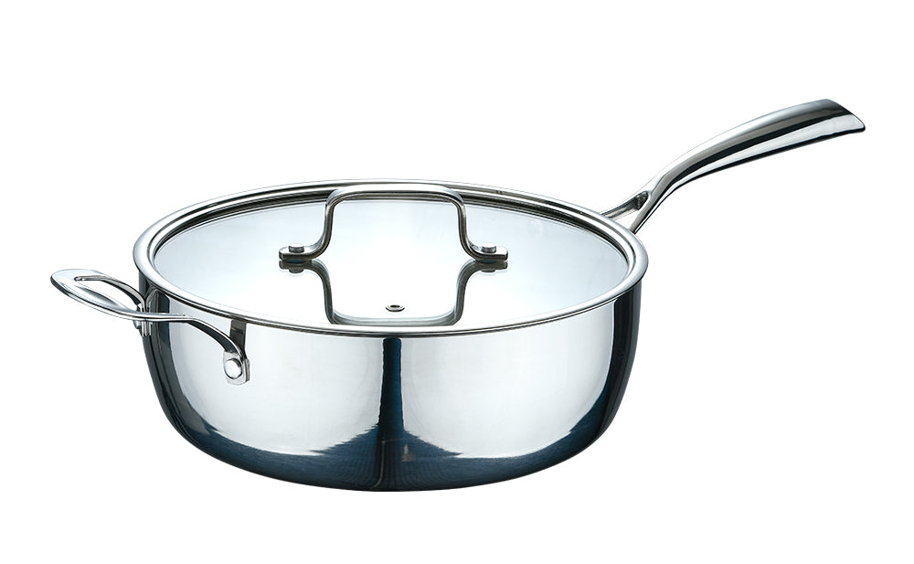 Glamour Triply Stainless Steel Saute Pan With Lid 28x7.50cm With Induction Bottom
