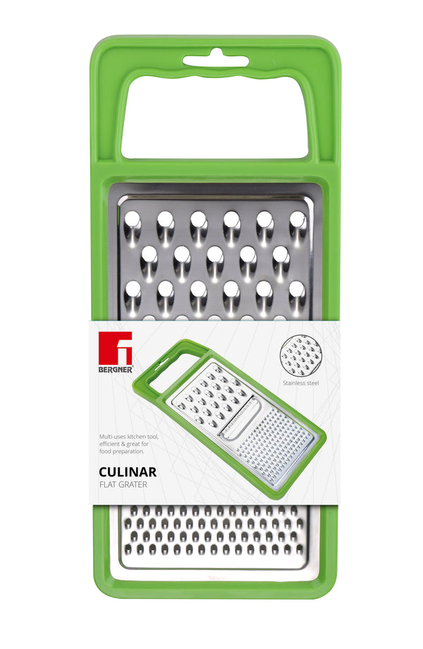 BERGNER CULINAR STAINLESS STEEL FLAT GRATER, GREEN COLOUR