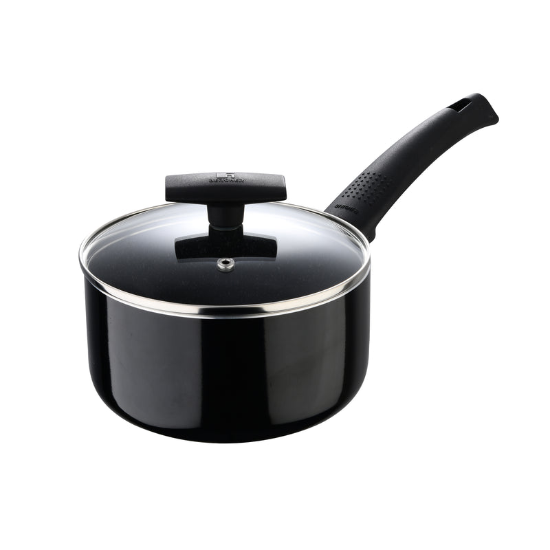 BERGNER SHINE 7PCS COOKWARE SET PRESSED ALUMINUM, MARBLE+ NON-STICK COATING, INDUCTION BOTTOM, BLACK COLOR, BG34660BK