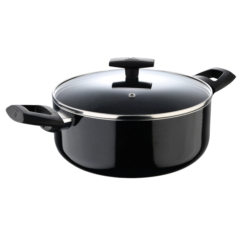 BERGNER SHINE 7PCS COOKWARE SET PRESSED ALUMINUM, MARBLE+ NON-STICK COATING, INDUCTION BOTTOM, BLACK COLOR, BG34660BK