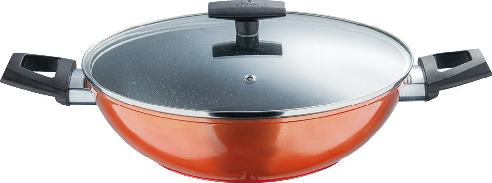 Ultra Forged Aluminum Kadai+ Lid 28x8cm With Induction Bottom