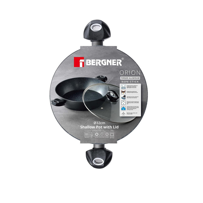 Orion Forged Aluminum Shallow Pot With Lid 32cm With Induction Bottom