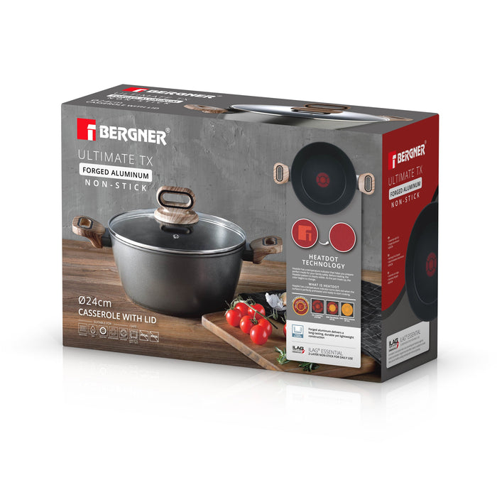 Ultimate Tx Forged Aluminum Casserole 24cm With Induction Bottom And Heat Dot