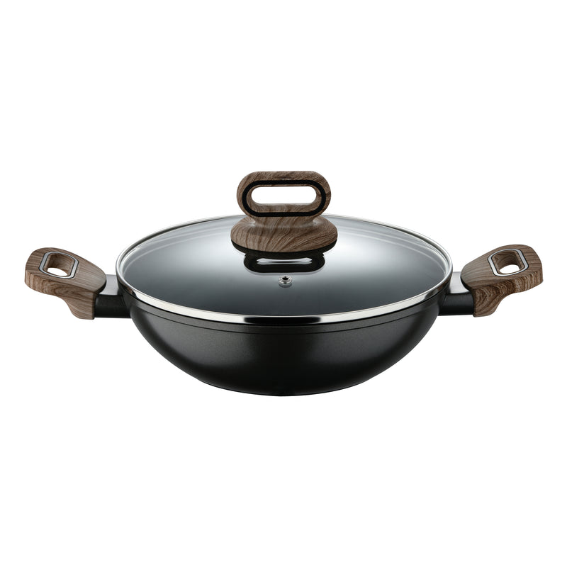 BERGNER ULTIMATE TX FORGED ALUMINUM KADAI + LID 24 CM WITH HEATDOT TECHNOLOGY, INDUCTION BOTTOM, GREY COLOR, BG36176GY