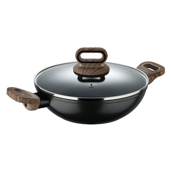 BERGNER ULTIMATE TX FORGED ALUMINUM KADAI + LID 24 CM WITH HEATDOT TECHNOLOGY, INDUCTION BOTTOM, GREY COLOR, BG36176GY