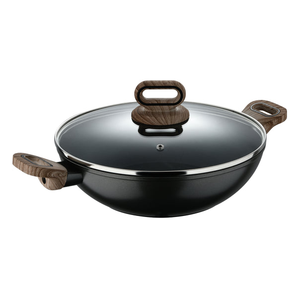 BERGNER ULTIMATE TX FORGED ALUMINUM KADAI + LID 28 CM WITH HEATDOT TECHNOLOGY, INDUCTION BOTTOM, GREY COLOR, BG36177GY