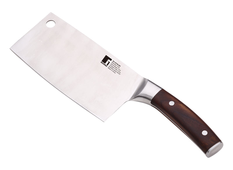 BERGNER WOLFSBURG STAINLESS STEEL CHOPPER KNIFE 17 CM WITH WOODEN HANDLE, BROWN/SILVER COLOR