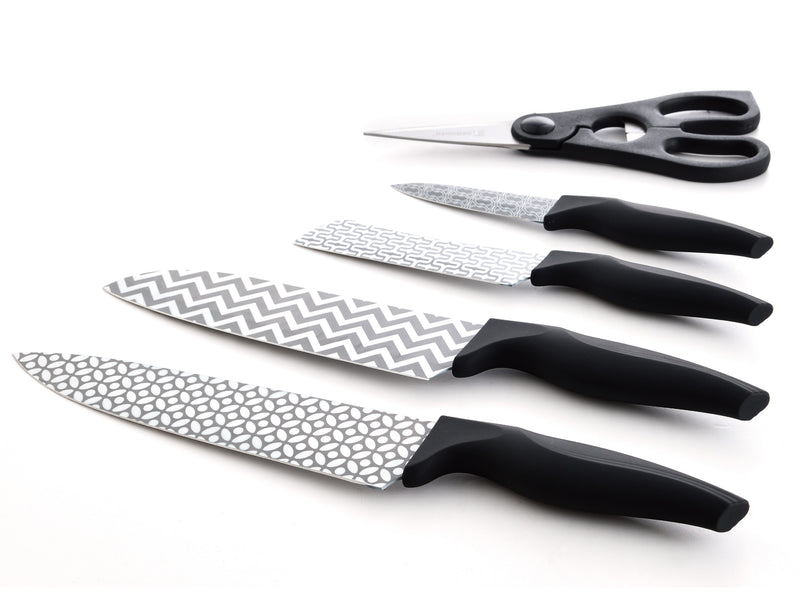 BERGNER RHEINSBERG 5 PIECE STAINLESS STEEL KNIFE SET WITH NON-STICK COATING, GREY COLOR