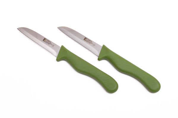 BERGNER 2 PIECE STAINLESS STEEL FRUIT KNIFE SET, GREEN COLOR