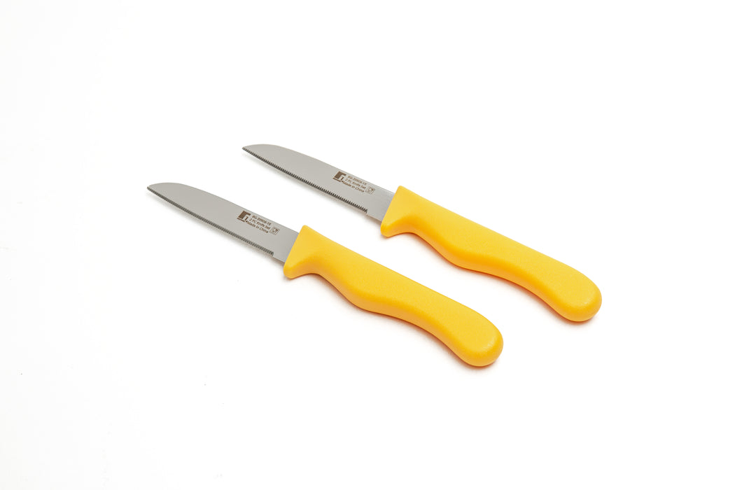 Ocasa Stainless Steel 2pc Fruit Knife Set Yellow Serrated Blade