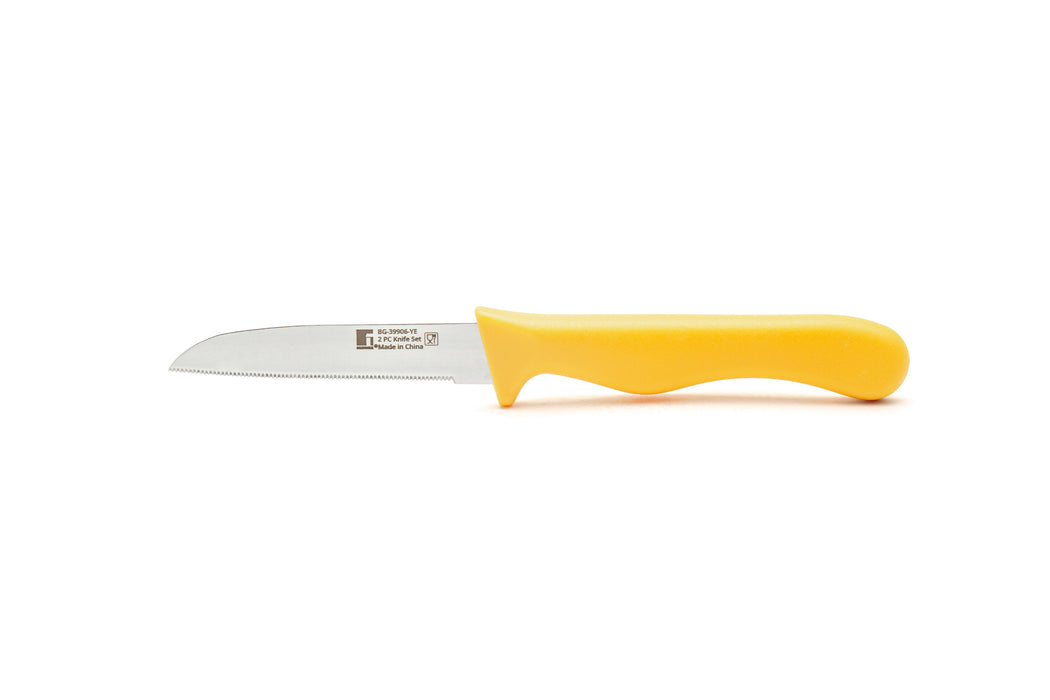 Ocasa Stainless Steel 2pc Fruit Knife Set Yellow Serrated Blade