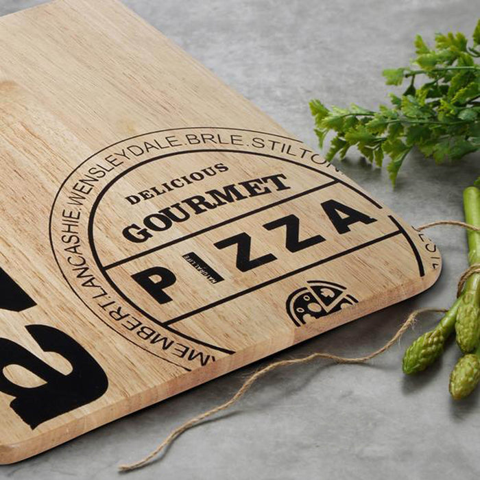 Natural Rectangle Wooden Pizza Gourment With Handle 45x30cm