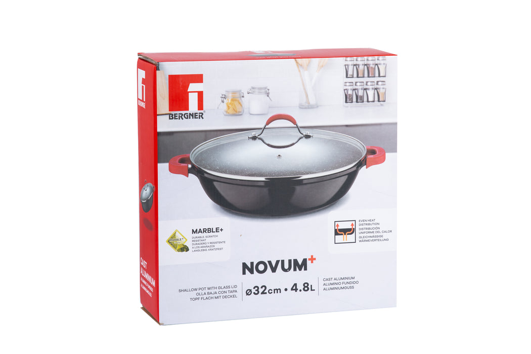 Novum+ Cast Aluminum Shallow Pot With Lid 32x7.5cm With Induction Bottom