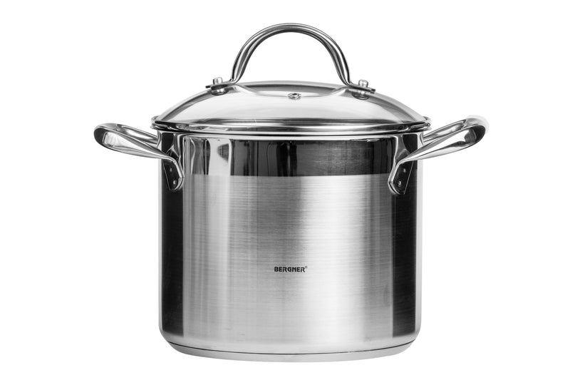 BERGNER GOURMET STAINLESS STEEL INDUCTION BOTTOM STOCKPOT WITH LID 24X18.5 CM/ 8.2 LITER