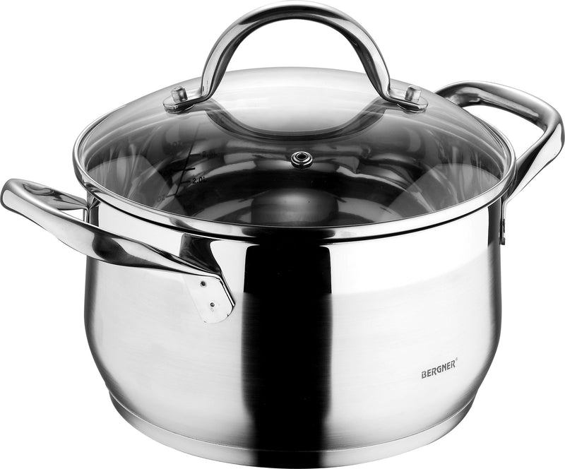 BERGNER GOURMET STAINLESS STEEL CASSEROLE WITH LID 20CM/3.5 LITER, BG6507