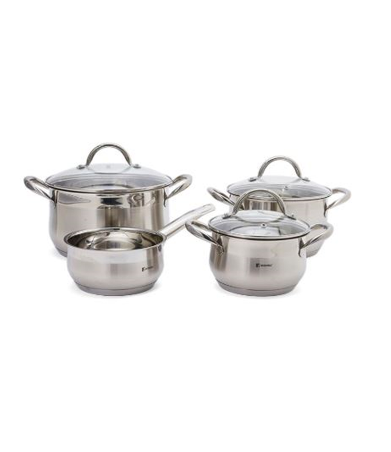 BERGNER GOURMET 7 PIECE STAINLESS STEEL COOKWARE SET WITH INDUCTION BOTTOM