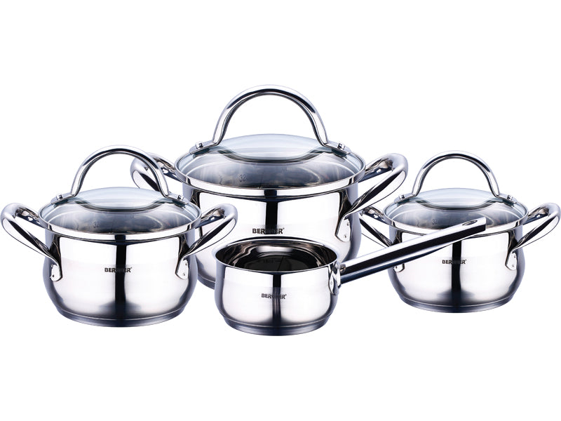 BERGNER GOURMET 7 PIECE STAINLESS STEEL COOKWARE SET WITH INDUCTION BOTTOM