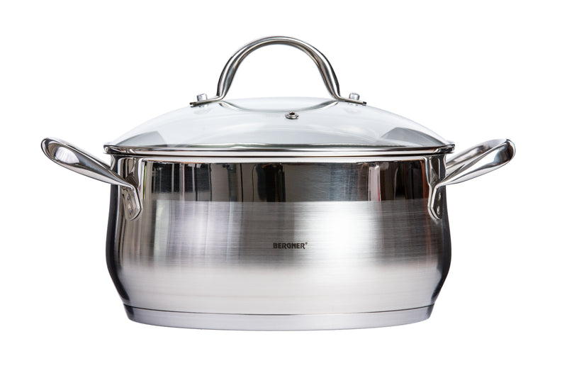 BERGNER GOURMET STAINLESS STEEL INDUCTION BOTTOM CASSEROLE WITH LID 24X11.5 CM/5 LITER