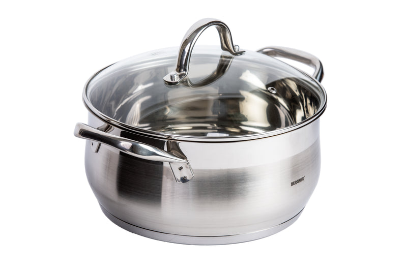 BERGNER GOURMET STAINLESS STEEL INDUCTION BOTTOM CASSEROLE WITH LID 24X11.5 CM/5 LITER