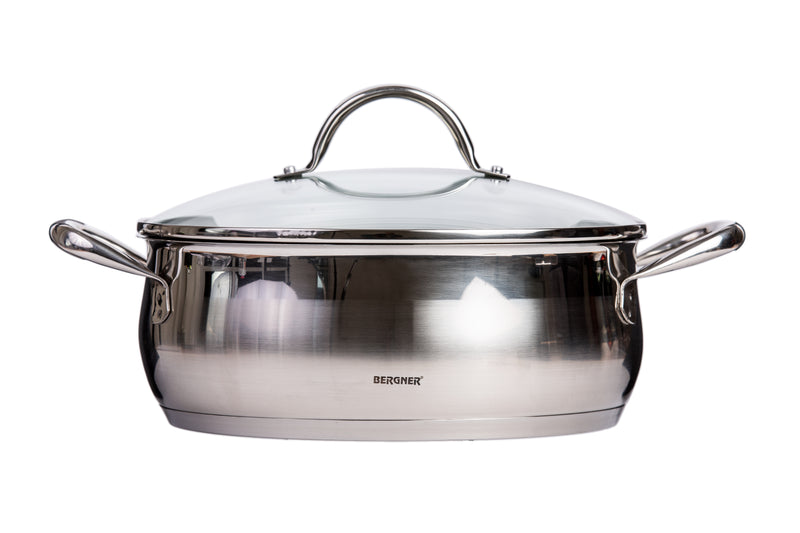 BERGNER GOURMET STAINLESS STEEL INDUCTION BOTTOM CASSEROLE WITH LID 26X9.5 CM/5.2 LITER