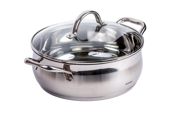 BERGNER GOURMET STAINLESS STEEL INDUCTION BOTTOM CASSEROLE WITH LID 26X9.5 CM/5.2 LITER