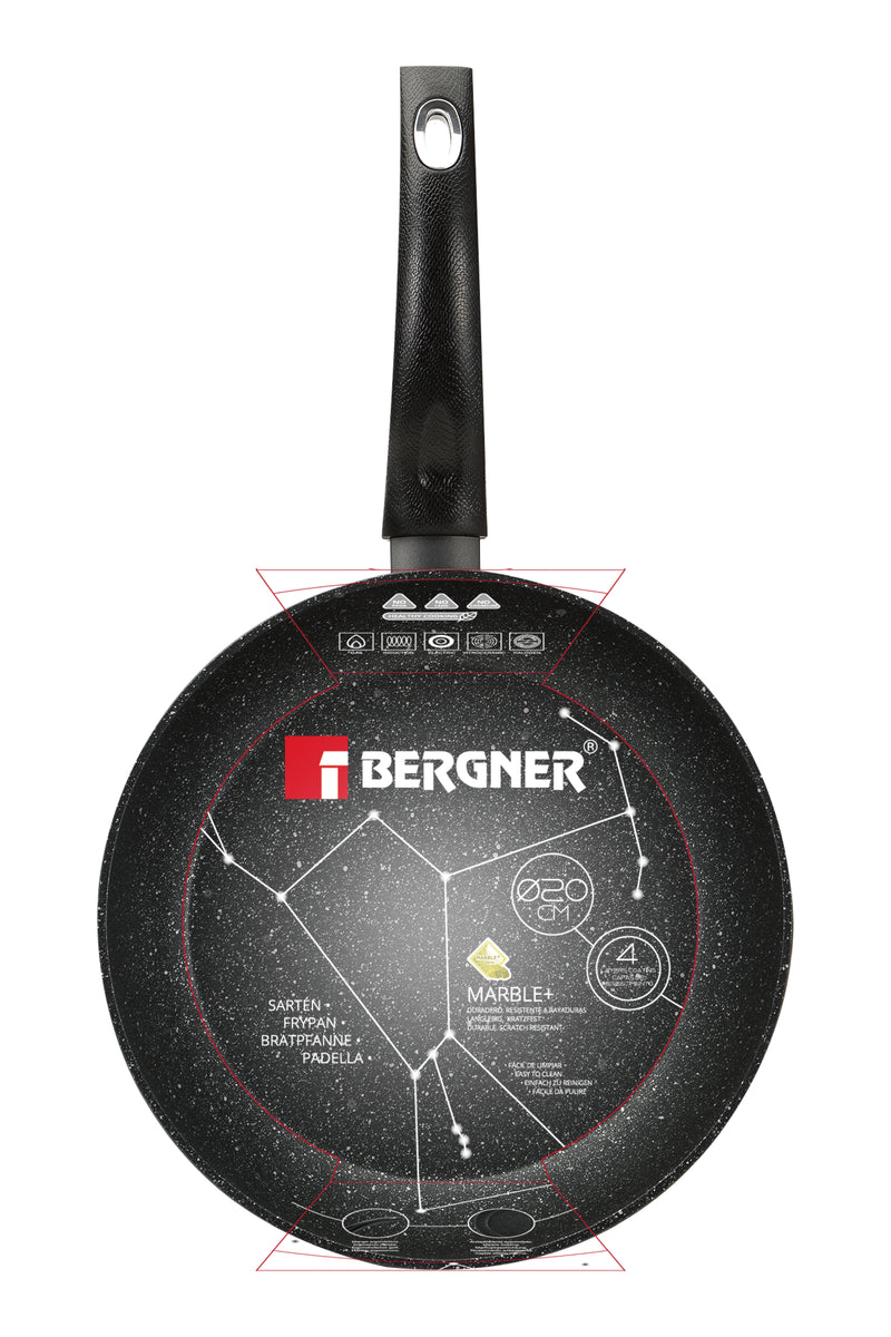 BERGNER ORION FORGED ALUMINUM INDUCTION BOTTOM NON-STICK FRYPAN 20X4.3 CM, BLACK COLOR