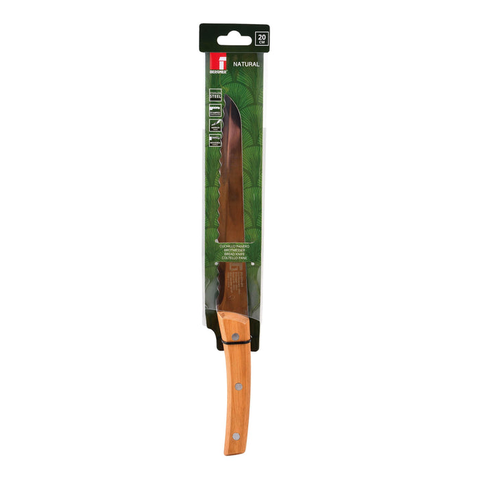 Nature Stainless Steel Bread Knife 20cm Wooden Finish