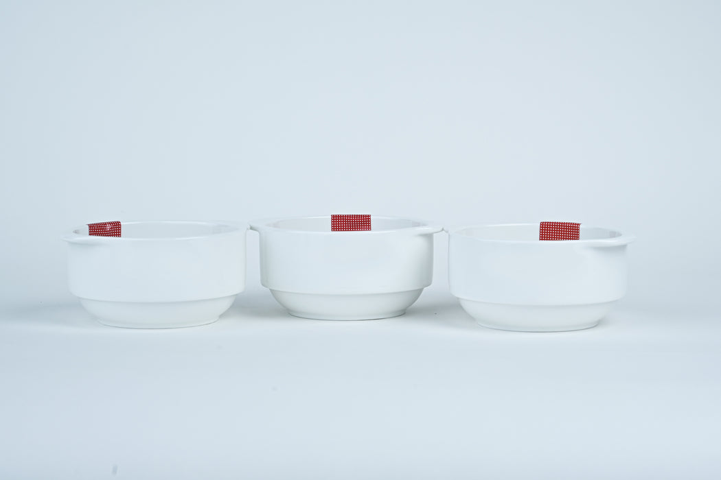 Porcelain 3pc Bowl With Handle Set 17.5cm