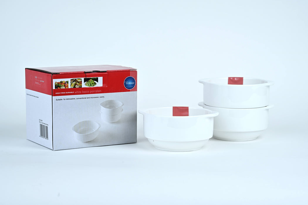 Porcelain 3pc Bowl With Handle Set 12.5cm