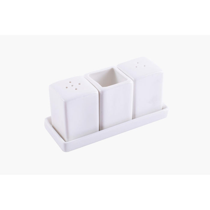 Porcelain 4pc Salt N Pepper Shaker And Toothpick Set