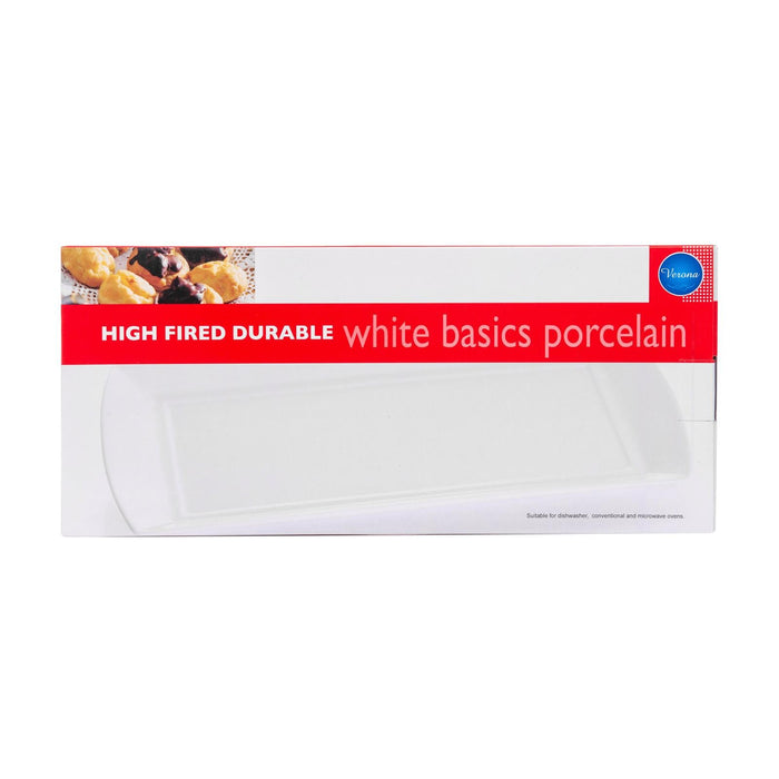 Porcelain Rimmed Rectangle Platter 40cm