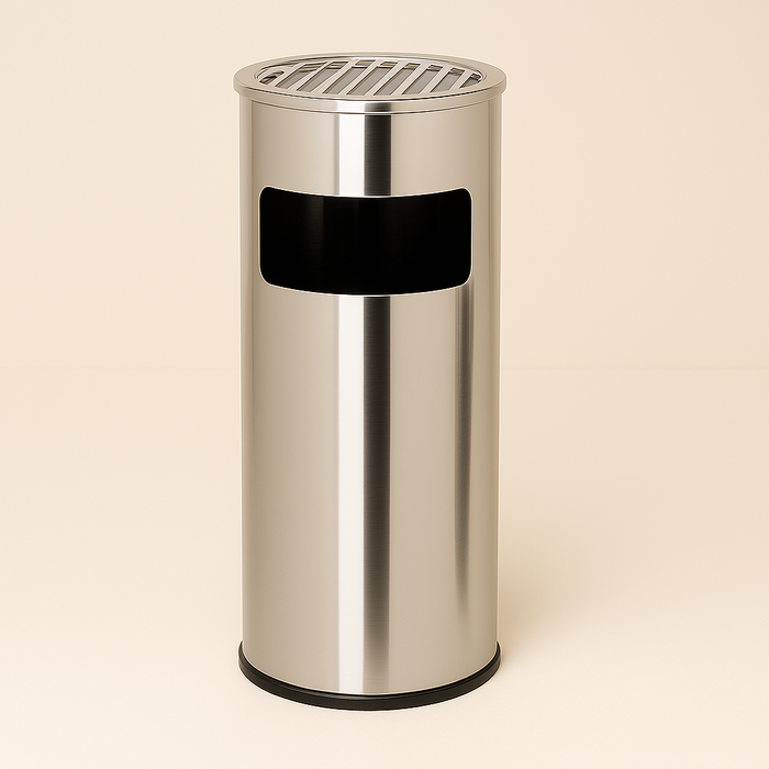 Stainless Steel Garbage Bin With Ashtray 17L