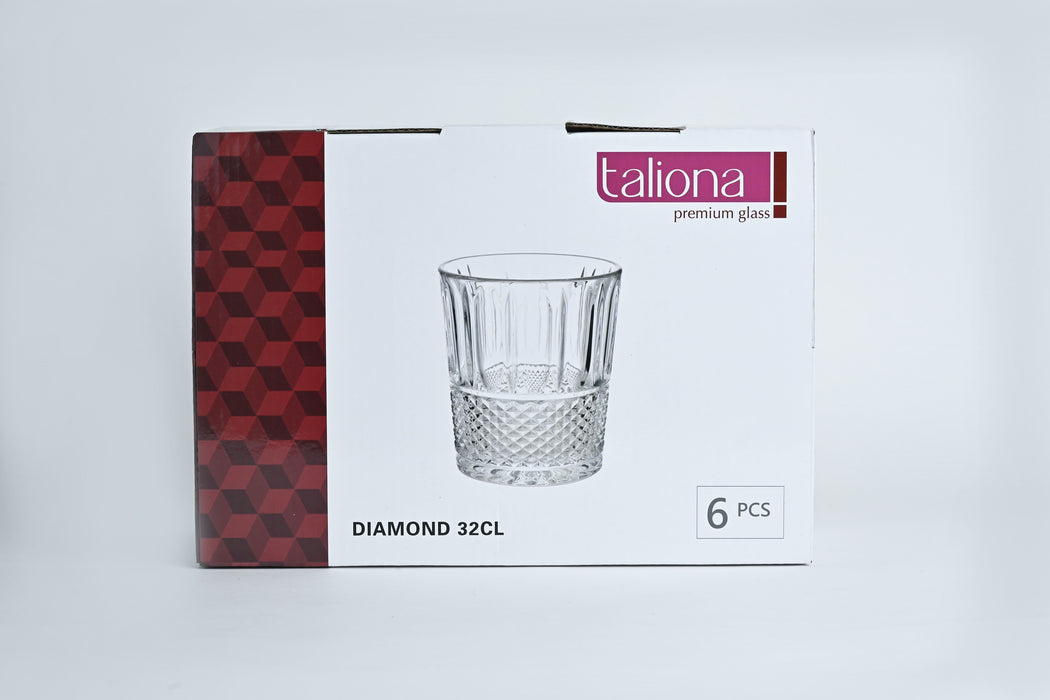 Diamond 6pc Glass O/F Tumbler Set 32cl