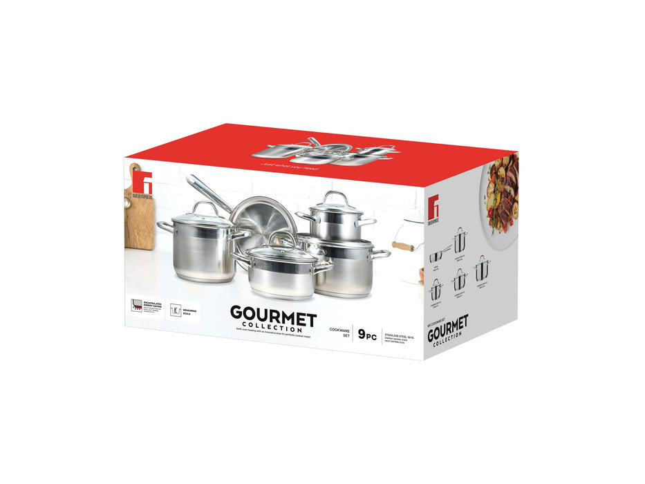 Gourmet Stainless Steel 9pcs Cookware Set With Induction Bottom