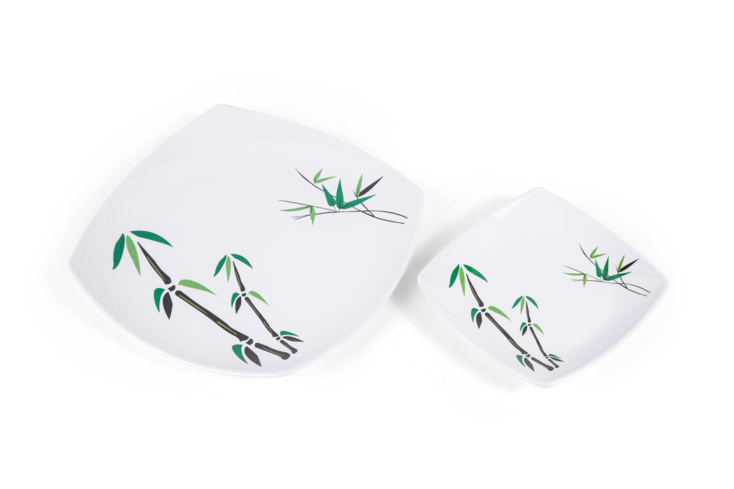Green Bamboo Melamine Square Dinner Set 34pcs