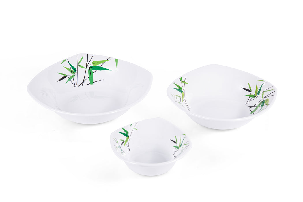 Green Bamboo Melamine Square Dinner Set 34pcs