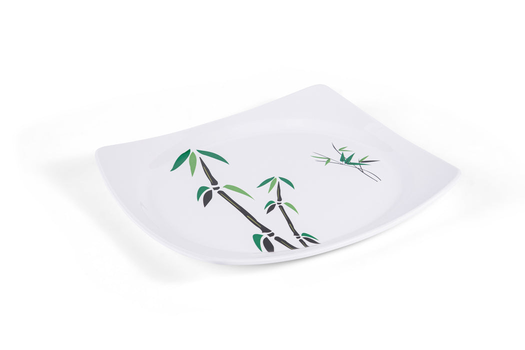 Green Bamboo Melamine Square Dinner Set 34pcs
