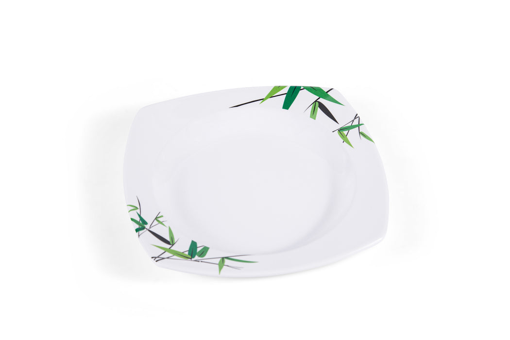 Green Bamboo Melamine Square Dinner Set 34pcs