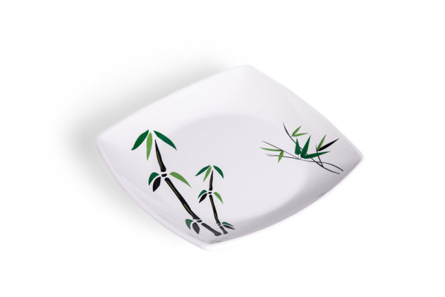 Green Bamboo Melamine Square Dessert Plate 17cm