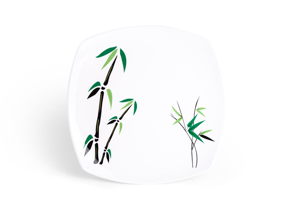 Green Bamboo Melamine Square Dinner Plate 27cm