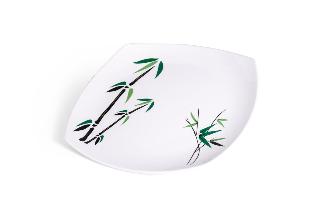 Green Bamboo Melamine Square Dinner Plate 27cm