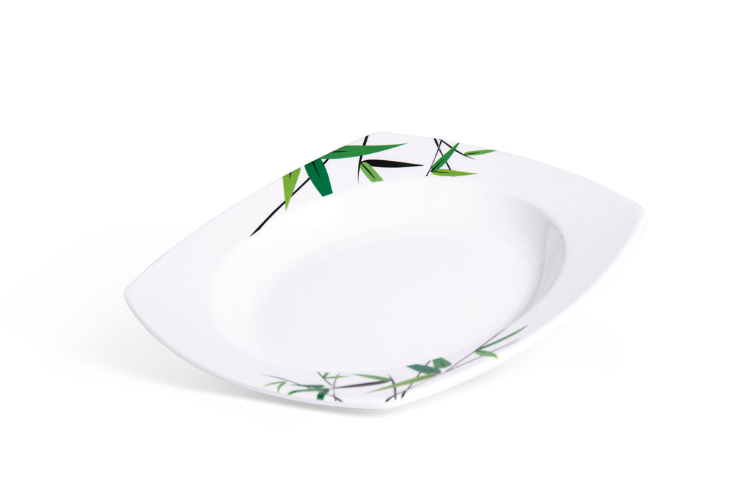 Green Bamboo Melamine Square Soup Plate 20cm