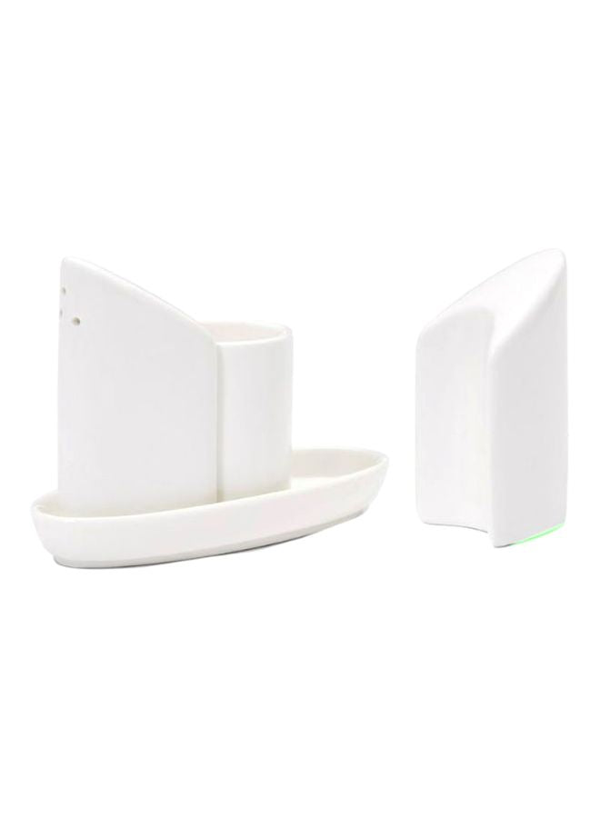 VERONA PORCELAIN SALT AND PEPPER & TOOTHPICK SET, WHITE COLOR